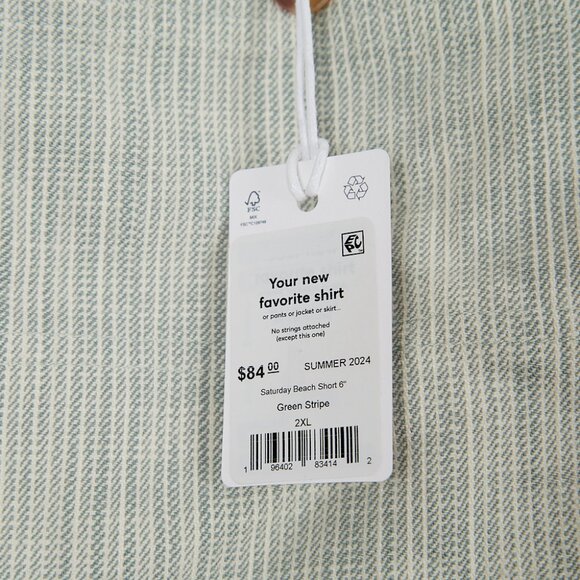 Marine Layer Saturday Beach Short in Green Stripe Men's 2XL NWT - Picture 4 of 7